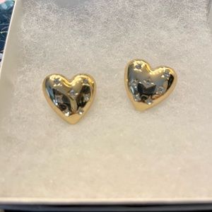 Rhinestones in golden hearts earrings
